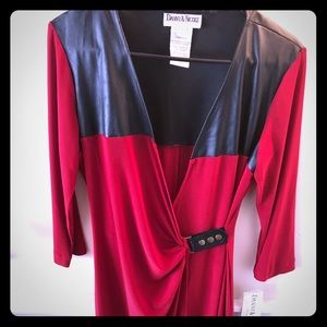 Faux leather wrap dress